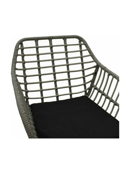 Fotoliu de exterior Rattan Naoki cu pernă Μαύρο - Γκρι 1buc 59x57x81cm