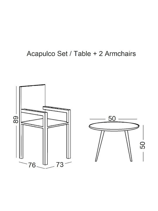 Set Dining for Small Outdoor Spaces Acapulco White 3pcs
