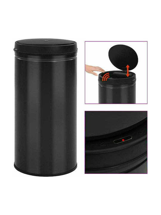 vidaXL Metal Waste Bin with Sensor 70lt Black