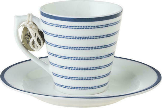 Laura Ashley Blueprint Cup Espresso Porcelain Candy Stripe 90ml