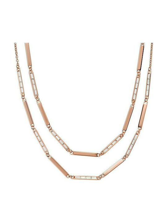 Emporio Armani Necklace Double from Pink Gold Plated Steel with Zircon