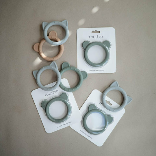 Mushie Bear Silicone Teething Ring for 0 m+