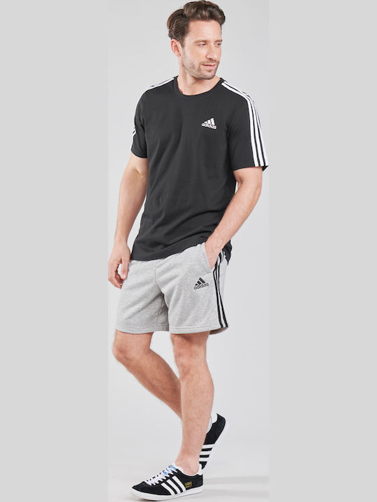 Essentials French Terry 3-Stripes Αθλητική Ανδρική Βερμούδα Γκρι
