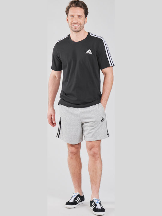 Essentials French Terry 3-Stripes Αθλητική Ανδρική Βερμούδα Γκρι