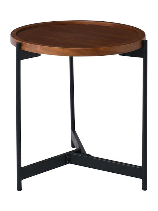 Round Side Table Toss Wooden Walnut / Black L50xW50xH54cm.