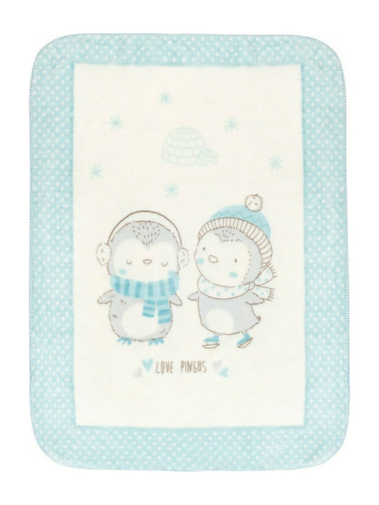 Kikka Boo Blanket Cot Love Pingus Velvet Blue 110x140cm.