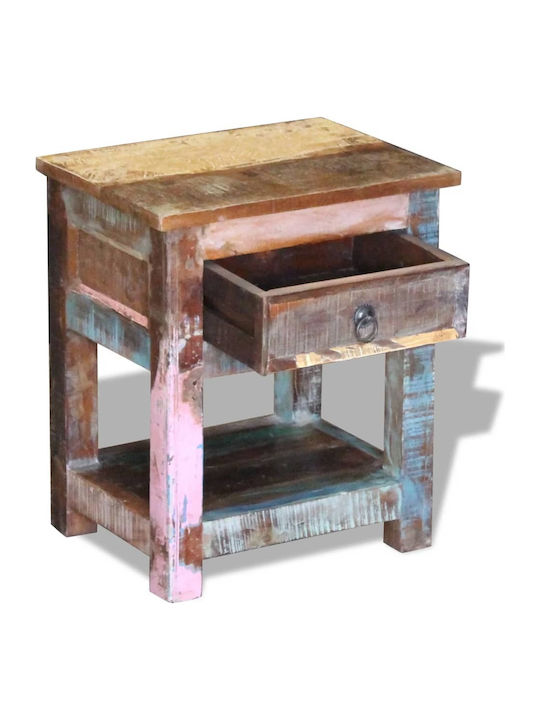 Rectangular Side Table made of Solid Wood with Drawers Multicolour 43x33x51 cm