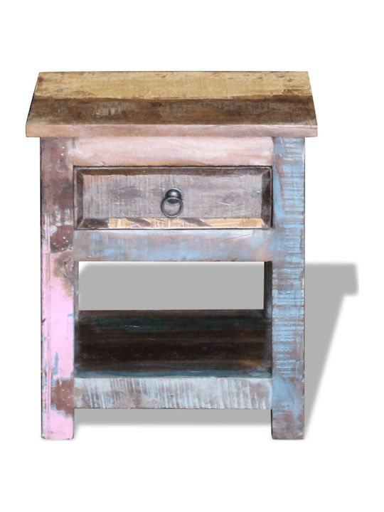 Rectangular Side Table made of Solid Wood with Drawers Multicolour 43x33x51 cm
