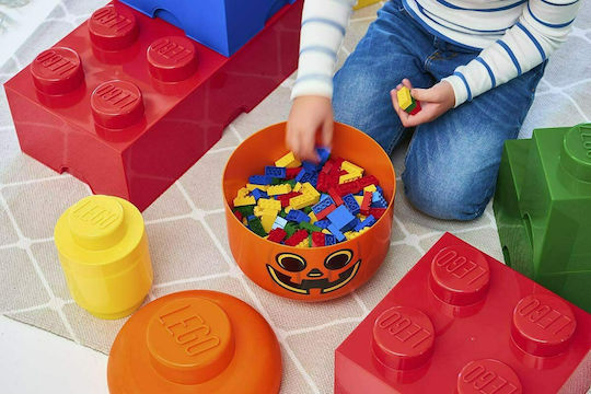 Room Copenhagen Kinder Aufbewahrungsbox aus Kunststoff Lego Head Pumpkin Orange 24x24x27cm 1Stück