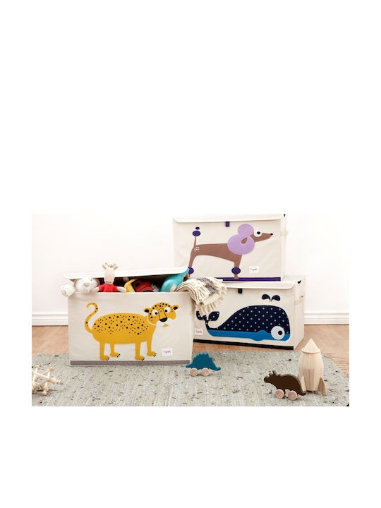 3 Sprouts Children's Folding Storage Box made of Fabric Dino Green 61x37x38cm 1pcs