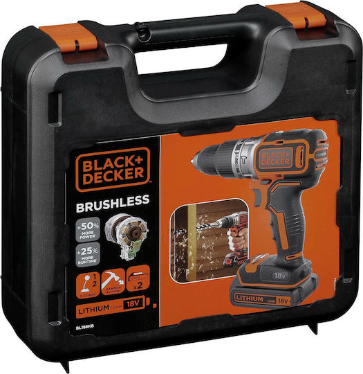 Black & Decker Schlagbohrmaschinen Bohrschrauber Batterie Bürstenlos 18V 2x1.5Ah