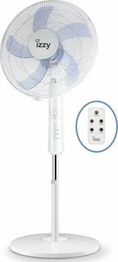 Izzy IZ-9003 Стоящ Вентилатор 70W Диаметър На Вентилатора 40cm С Дистанционно Бял