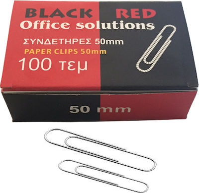 Black Red No.5 Paper Clip 50mm Μεταλλικοί Ασημί 100pcs