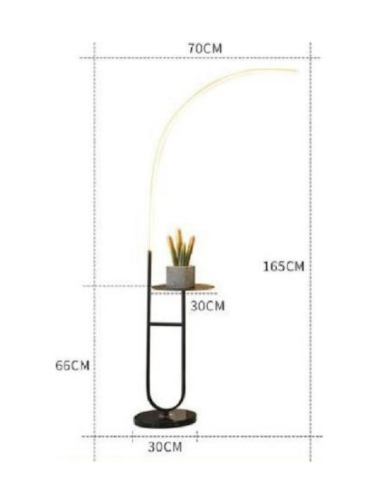 Atman LED Floor Lamp H165xW70cm. with Adjustable White Light 1170lm Black