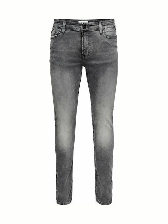 Pantaloni Jeans pentru Bărbați Elastic cu Croială Slim Gri