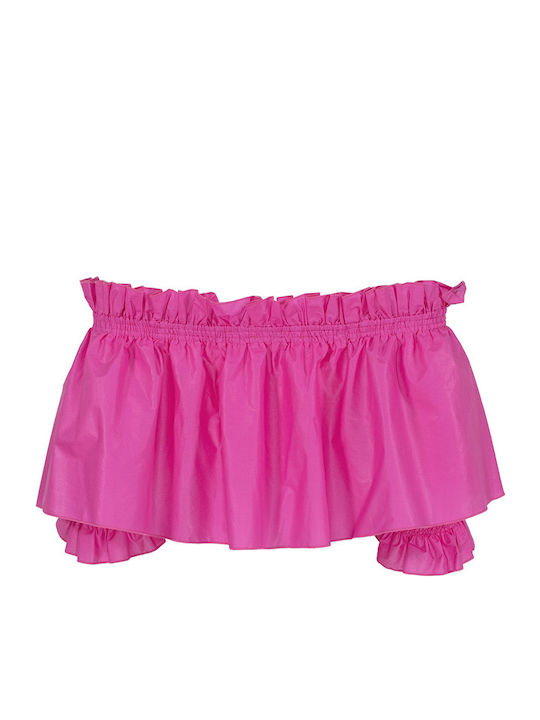 C. Manolo pentru Femei de Vară Crop Top Bluză cu umerii goi cu Mâneci Scurte Monocrom Fuchsia