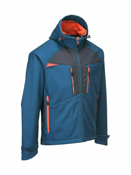 Portwest Waterproof Reflective Softshell Work Jacket Hooded Blue