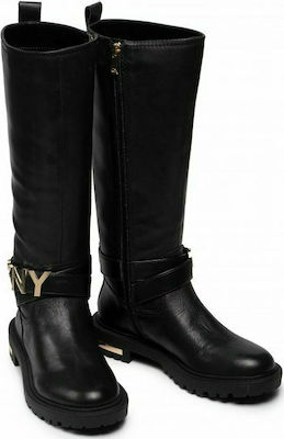 DKNY Delanie Δερμάτινες Γυναικείες Μπότες Μαύρες