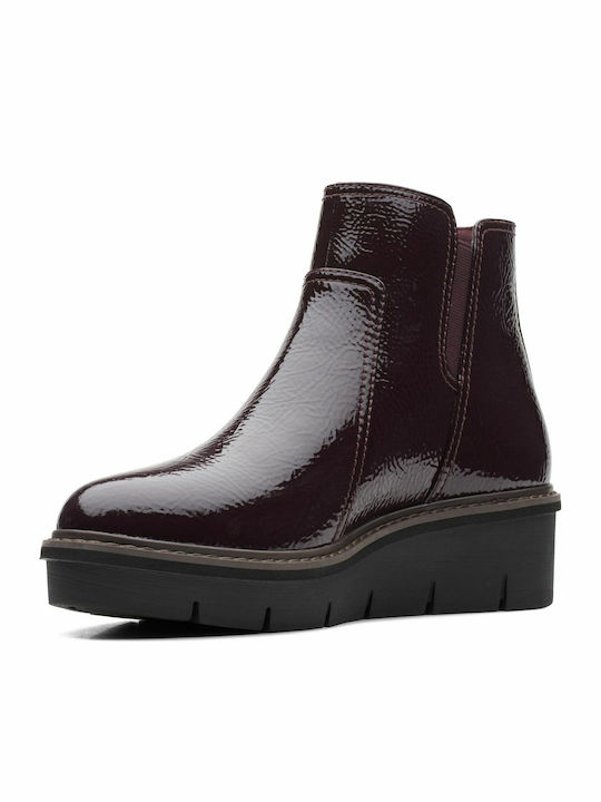 Airabell Leather Women's Ankle Boots Platform Burgundy