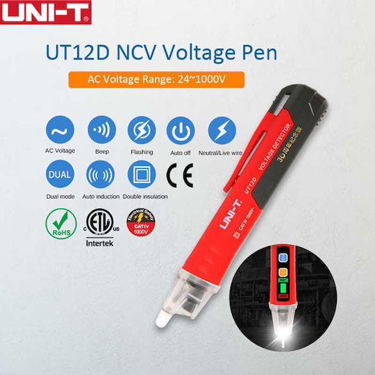 Uni-T Voltage Tester UT12D-EU AC with Measurement Range 24 - 1000V with Buzzer
