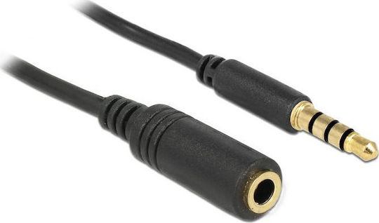 DeLock 3.5mm Jack Cable 3.5mm Male - 3.5mm Female Black 1m With Gold Plated Terminals 84666