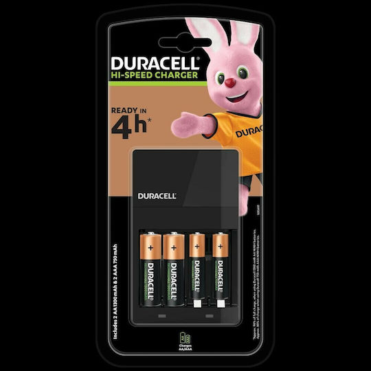 Duracell CEF14 Charger 4 Batteries Ni-MH Size AA/AAA Set with 2x AA 1300mAh and 2x AAA 750mAh