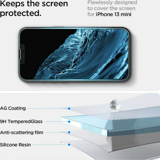 Spigen EZ FIT GLAS.tR SLIM 2.5D Tempered Glass 2τμχ (iPhone 13 mini)
