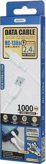 Remax Suji RC-138a USB 2.0 Cable USB-C male - USB-A Λευκό 1m