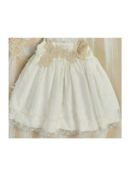 Lollipop Celebrations Ecru Baptism Clothing Set with Dress & Hair Accessories made of Lace 2pcs