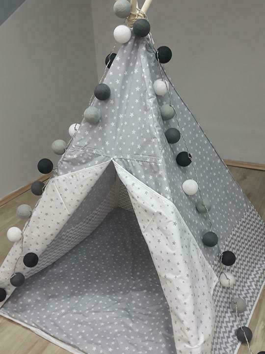 Baby Star Kids Indian Teepee Play Tent Αστεράκια Gray