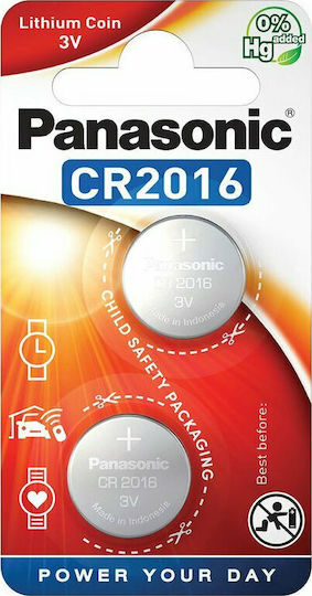 Panasonic Lithium Power Μπαταρίες Ρολογιών CR2016 3V 2τμχ