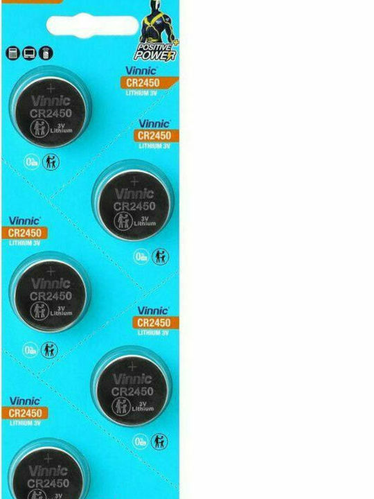 Vinnic Μπαταρίες Λιθίου Ρολογιών CR2450 3V 5τμχ
