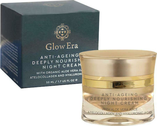 Glow Era Anti Ageing & Deeply Nourishing Aloe Κρέμα Προσώπου Νυκτός για Ενυδάτωση & Αντιγήρανση με Υαλουρονικό Οξύ & Κολλαγόνο 50ml