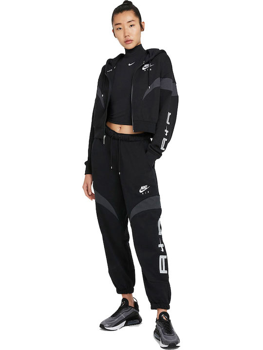 Air Women's Sweatshirt Cardigan Hooded Black