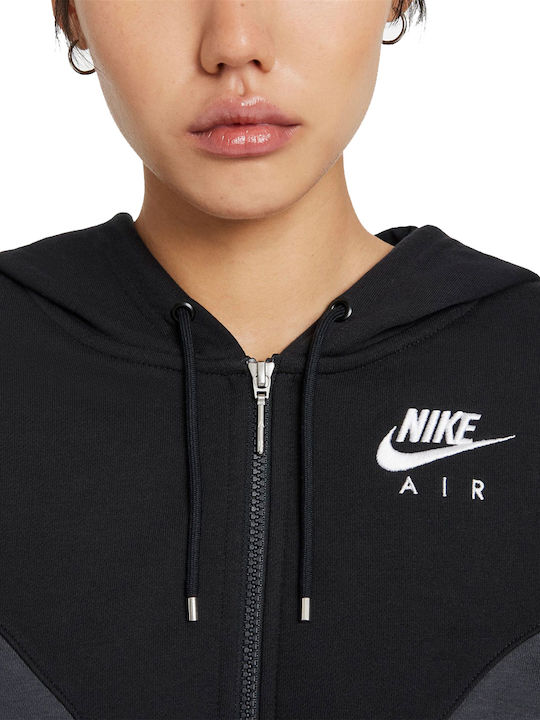 Air Women's Sweatshirt Cardigan Hooded Black