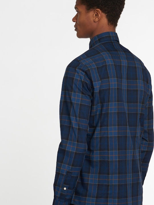 Wetherham Long-sleeved Cotton Shirt Checked Navy Blue