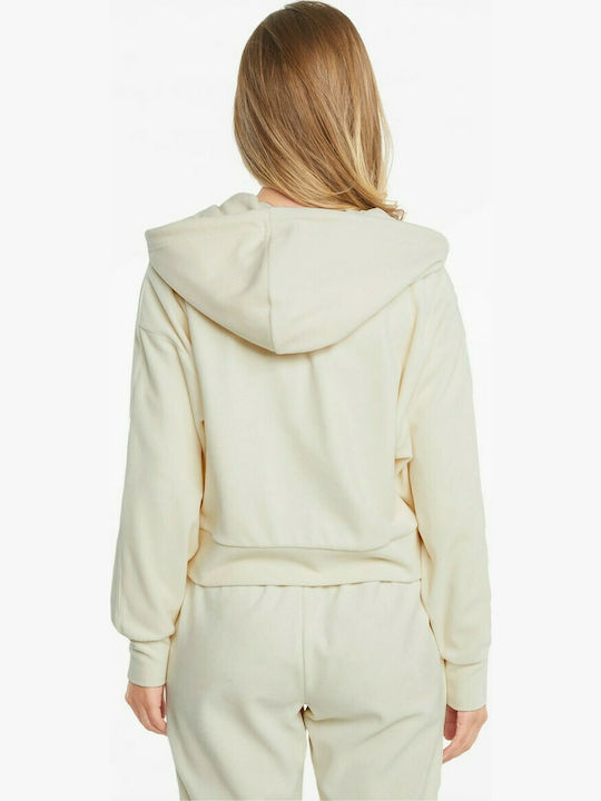 Puma Iconic T7 Women's Hooded Velvet Cardigan Beige