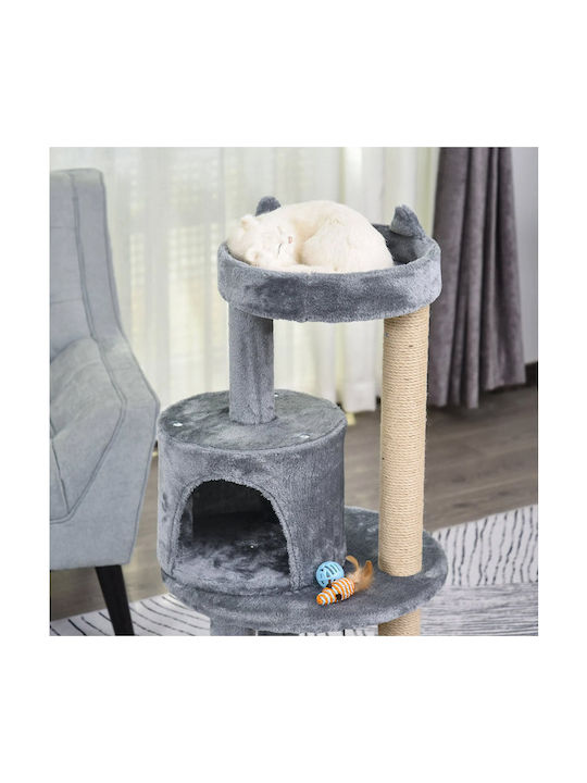 Pawhut Scratching Post Cat Trees Gray 4 levels 48x48x104cm