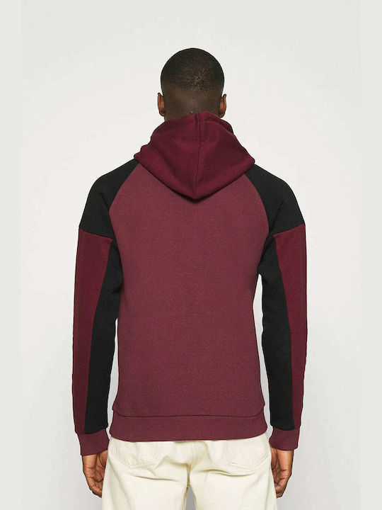 Jack & Jones Herren Sweatshirt mit Kapuze und Taschen Burgundisch