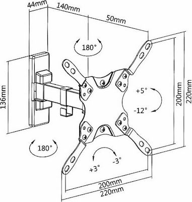 Superior Electronics 13-42 Motion Extra Slim 188-0049 Стойка за телевизор на стена с рамо до 42" и 20кг