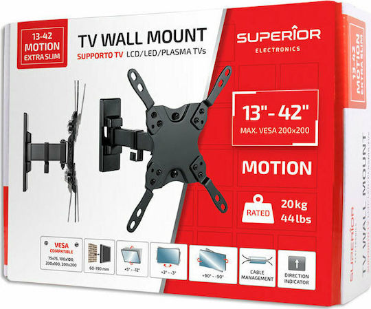 Superior Electronics 13-42 Motion Extra Slim 188-0049 Wall TV Mount with Arm up to 42" and 20kg
