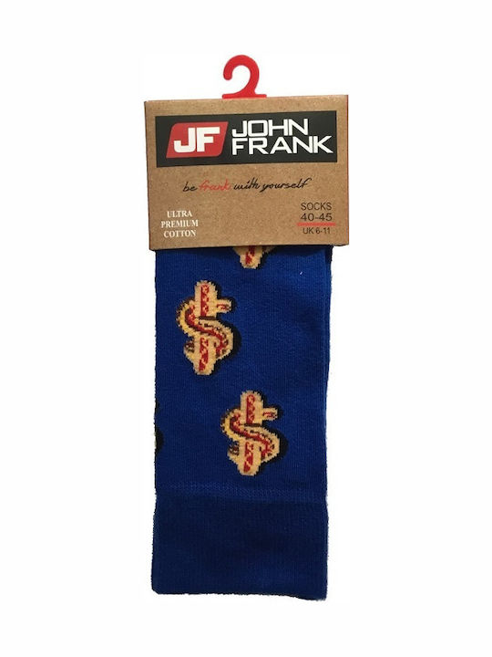 John Frank Ανδρικές Κάλτσες με Σχέδια Μπλε John Frank Ανδρικές Κάλτσες με Σχέδια Μπλε