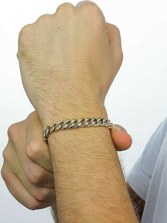Luca Barra Ανδρική Chunky Αλυσίδα Χειρός από Ατσάλι Επιχρυσωμένη Φαρδιά Πάχους 8.8mm και Μήκους 21cm