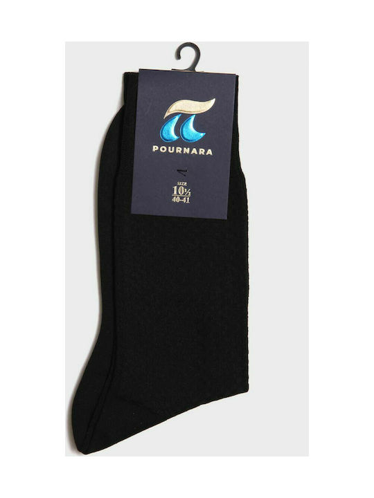 Pournara Herren Einfarbige Socken Schwarz 1Pack