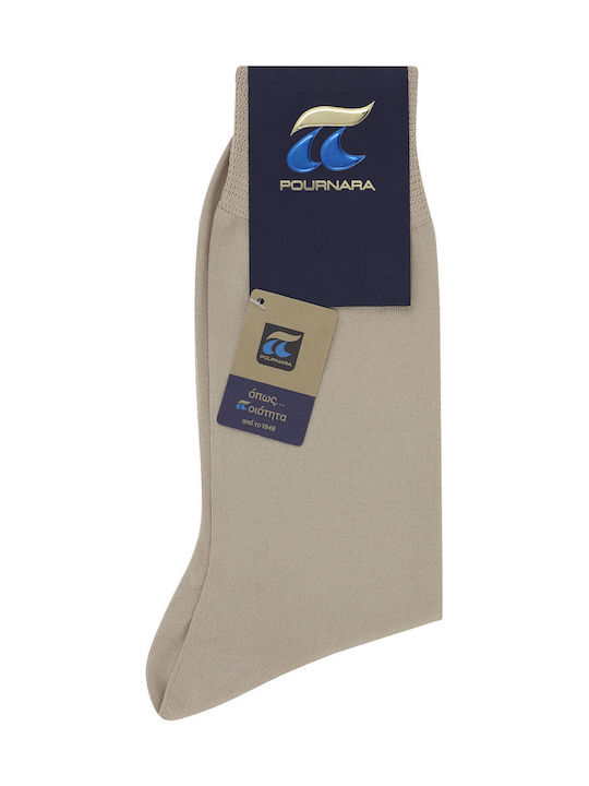 Pournara Men's Solid Color Socks Beige