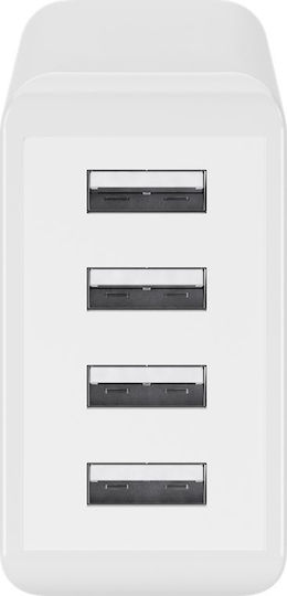 Goobay Φορτιστής Χωρίς Καλώδιο με 4 Θύρες USB-A 30W Λευκός (44962)