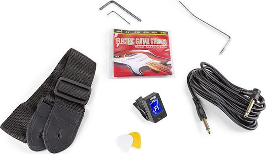 Max Audio Gigkit Set Electric Guitar Stratocaster with SSS Pickup Configuration Red with Case