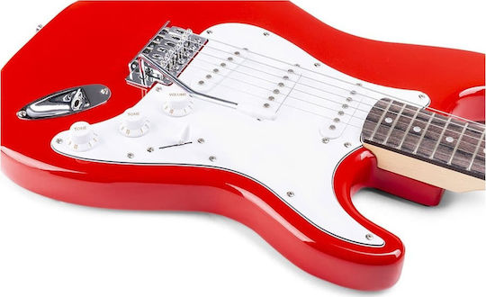 Max Audio Gigkit Set Electric Guitar Stratocaster with SSS Pickup Configuration Red with Case