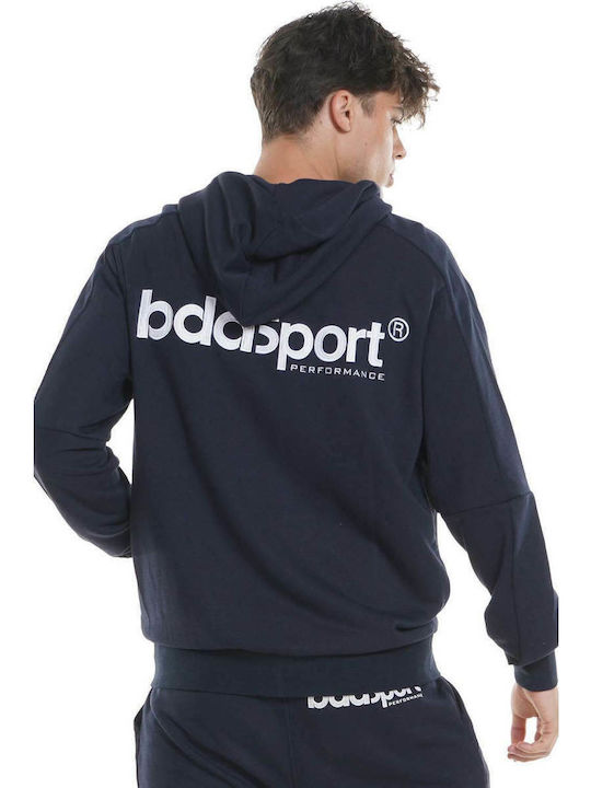 Body Action Men's Sweatshirt Jacket with Hood and Pockets Navy