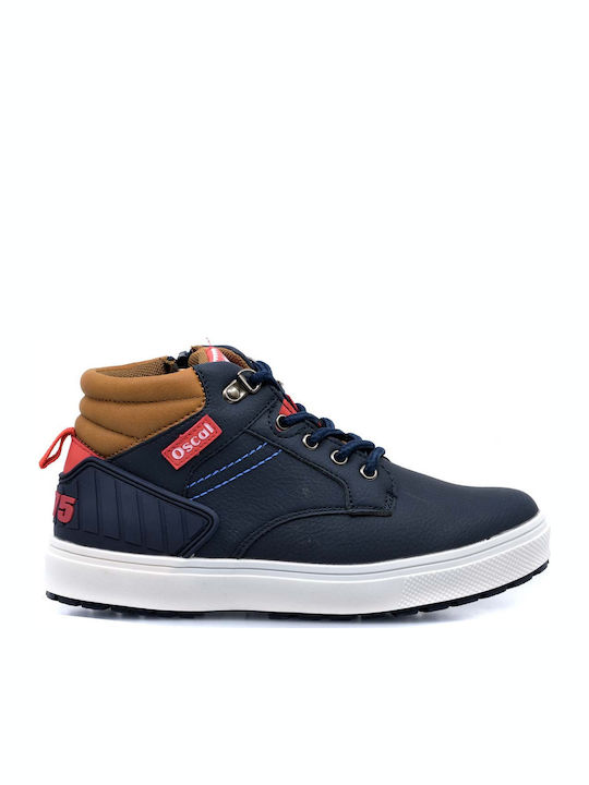 Anatomical Leather Kids Boots with Zipper Blue